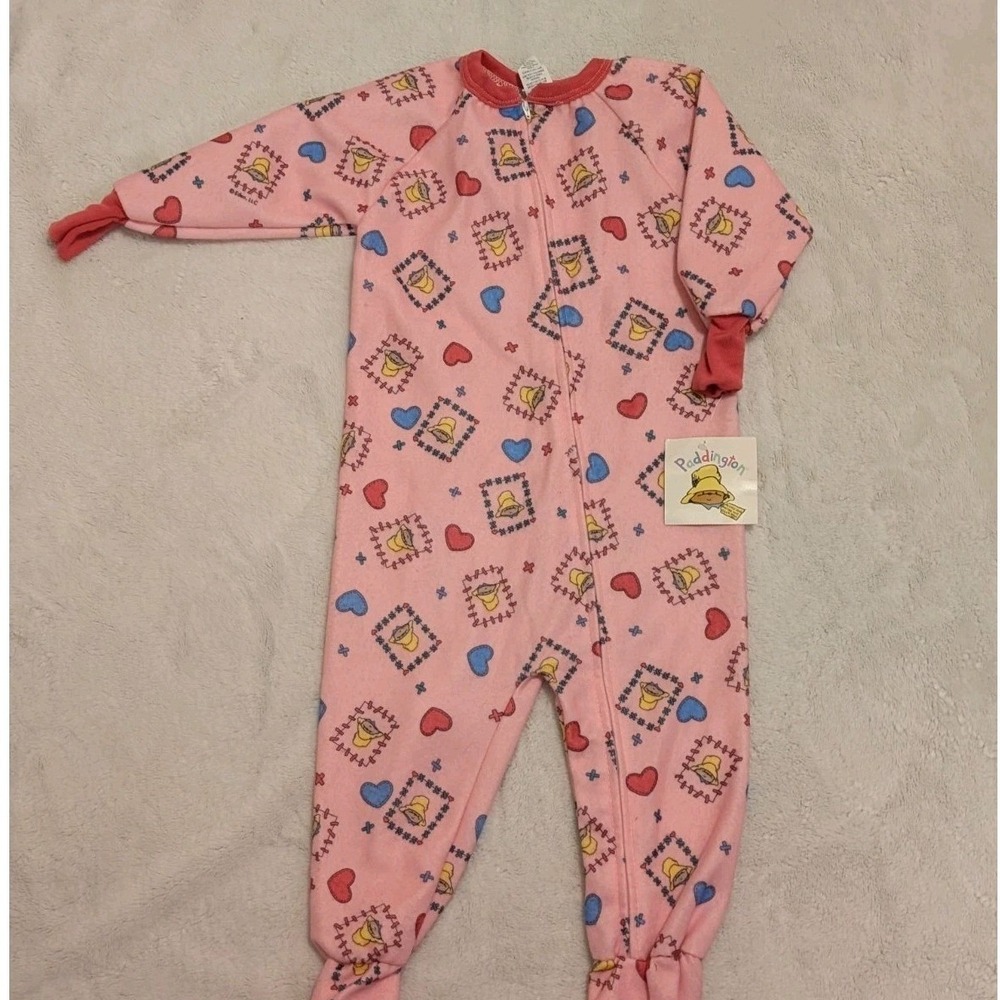 Vtg NWT Kid Vantage Paddington Bear Pink Blanket Sleeper Footed‎ Pajamas 3T USA
